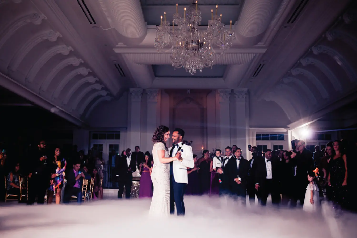 Bride and groom dancing